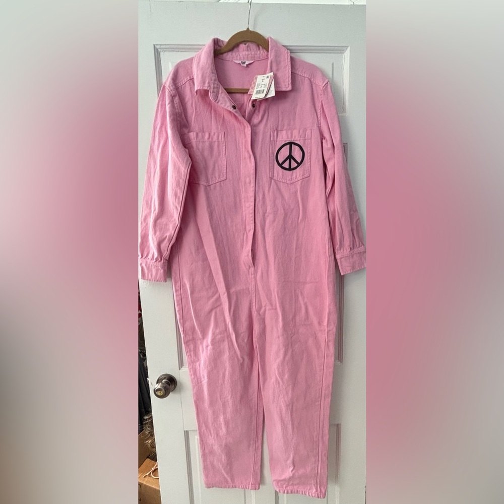 Pink Jumpsuit with Peace Symbol